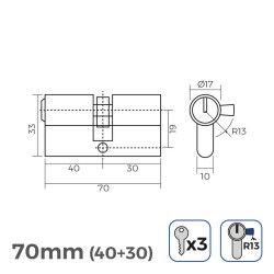 Cylinder EDM 85184 r13 Golden Brass Short camlock European