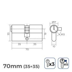 Cylinder EDM r13 European Short camlock Silver nickel (70 mm)