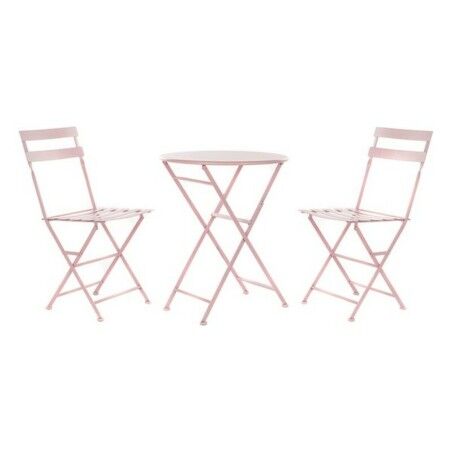 Tavolo con 2 sedie DKD Home Decor MB-177410 Rosa 60 x 60 x 75 cm (3 pcs)