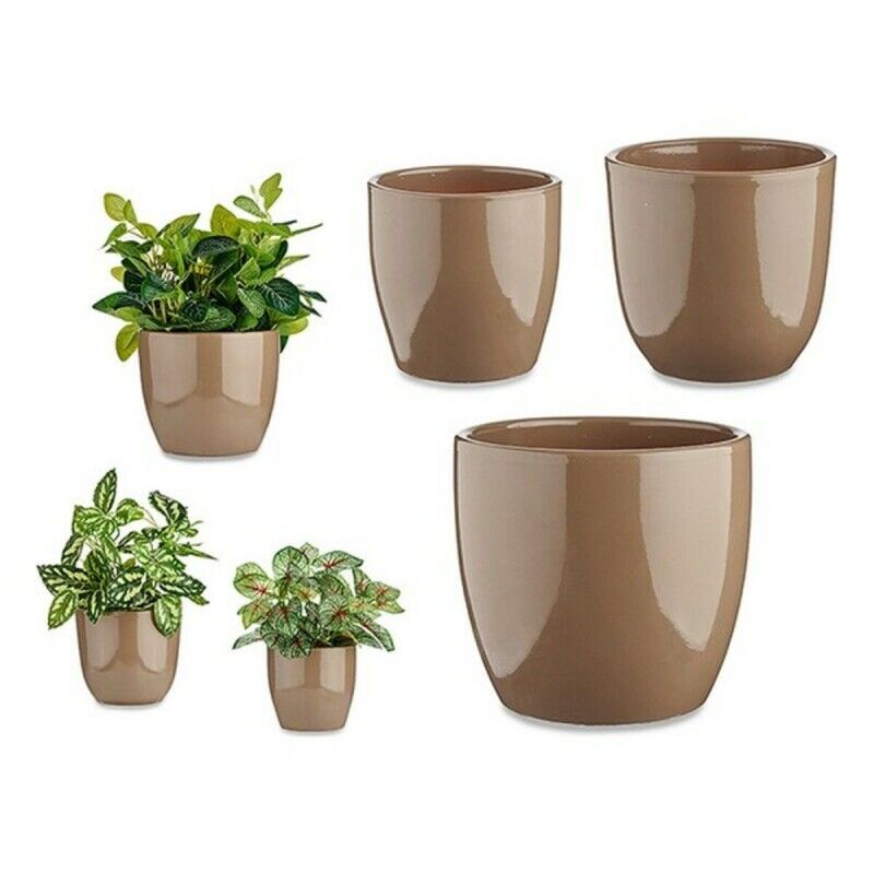 Set of pots Ibergarden CAZORLA-7006 Brown Taupe Clay