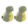 Portasale con Coperchio DKD Home Decor LC-173478 Dinosauro Bianco Verde Dolomite 6,6 x 7 x 7,7 cm (2 pcs)