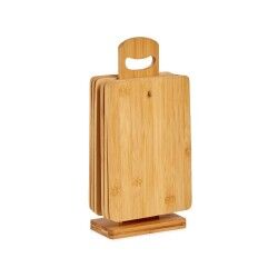 Set Tagliere Con supporto Marrone Bambù (6 Pezzi) (21 x 14 x 0,8 cm)