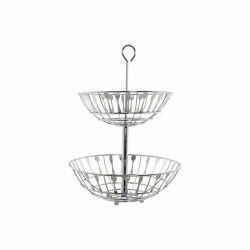 Fruit Bowl DKD Home Decor Silver Metal Plastic 28 x 28 x 40 cm