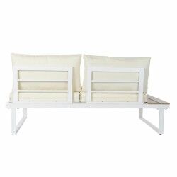 Garden sofa DKD Home Decor Beige Wood Polyester Steel (231 x 219 x 74 cm)  