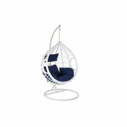 Sedia da giardino sospesa DKD Home Decor Blu Marino Bianco Alluminio rattan sintetico 90 x 70 x 110 cm (107 x 107 x 198 cm)