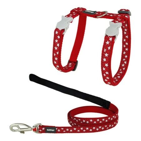 Pettorina per gatti Red Dingo Style Rosso Stella Bianco Cinghia