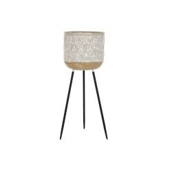 Vaso DKD Home Decor Bianco Bicolore Metallo 31 x 31 x 86 cm (2 Unità)