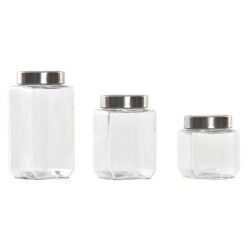 Set di 3 Barattoli DKD Home Decor 750 ml 8,5 x 8,5 x 18 cm