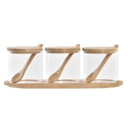 Portazucchero DKD Home Decor Di base Trasparente Naturale Bambù 3 Pezzi 8,5 cm 29 x 10 x 10 cm