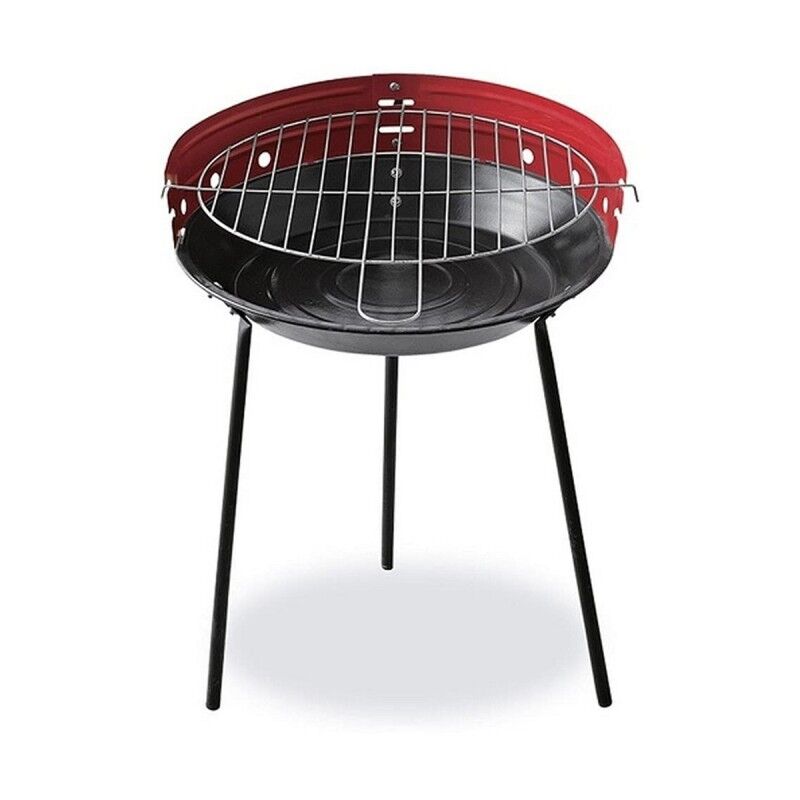 Barbecue a Carbone con Gambe EDM 73832 Rosso/Nero Ferro Ø 33 x 45 cm