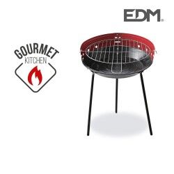 Barbecue a Carbone con Gambe EDM 73832 Rosso/Nero Ferro Ø 33 x 45 cm