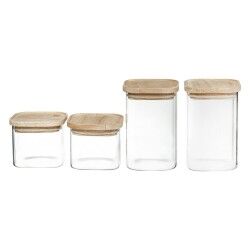 Set di 4 Barattoli Secret de Gourmet Cucina Impilabile Vetro