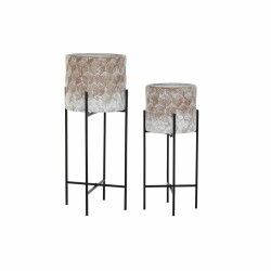 Set di vasi da fiori DKD Home Decor Consumato 32,5 x 32,5 x 76,5 cm Metallo (2 Unità)