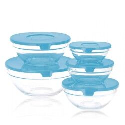 Set di 5 scatole porta pranzo Glass EH Azzurro Trasparente