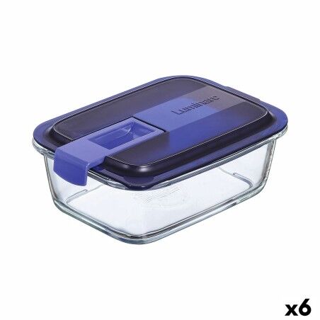 Porta pranzo Ermetico Luminarc Easy Box Azzurro Vetro (6 Unità) (820 ml)