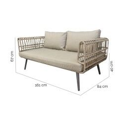 2-Seater Sofa Ariki Steel Rattan synthetic rattan 161 x 84 x 67 cm