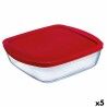 Square Lunch Box with Lid Ô Cuisine Cook&store Ocu Red 2,2 L 25 x 22 x 5 cm Glass Silicone (5 Units)