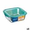 Porta Pranzo Quadrato con Coperchio Luminarc Keep'n Lagon 10 x 5,4 cm Turchese 380 ml Bicolore Vetro (6 Unità)