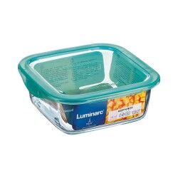 Porta Pranzo Quadrato con Coperchio Luminarc Keep'n Lagon 10 x 5,4 cm Turchese 380 ml Bicolore Vetro (6 Unità)