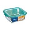 Porta Pranzo Quadrato con Coperchio Luminarc Keep'n Lagon 10 x 5,4 cm Turchese 380 ml Bicolore Vetro (6 Unità)