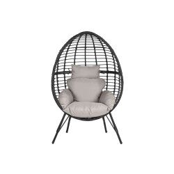 Poltrona da giardino DKD Home Decor 90 x 65 x 151 cm Nero Grigio Metallo rattan sintetico