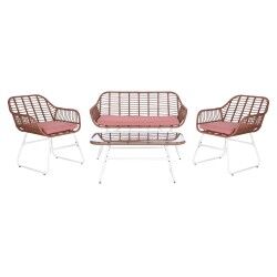 Table Set with 3 Armchairs DKD Home Decor 124 x 74 x 84 cm Metal synthetic rattan