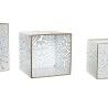 Set di vasi da fiori DKD Home Decor Fogli Dorato Metallo 15 x 15 x 15 cm Bianco Tropicale Foglia della pianta