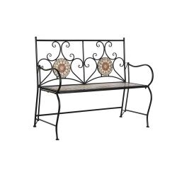 Bench DKD Home Decor Black Multicolour Mosaic 111 x 54 x 88 cm