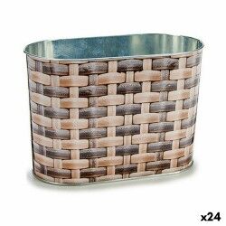 Planter Oval Metal wicker 12,7 x 15 x 23,5 cm (24 Units)