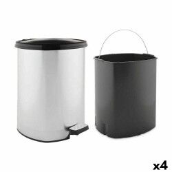 Cestino a pedale Berilo D002-1 Argentato Plastica 20 L (4 Unità)