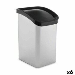 Cestino Berilo D093-1 Argentato Plastica 23 L Oscillante (6 Unità)