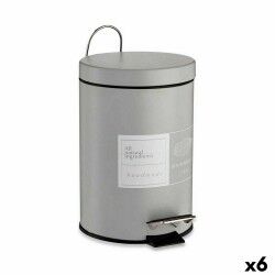 Cestino a pedale Berilo Beauty Products Bianco Grigio Acciaio Plastica 3 L (6 Unità)