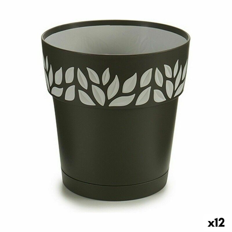 Self-watering flowerpot Stefanplast Cloe Anthracite Plastic 15 x 15 x 15 cm (12 Units)