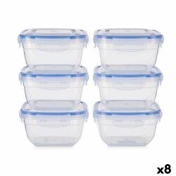 Set di scatole porta pranzo Ermetico Azzurro Trasparente Plastica 900 ml 14,5 x 8,5 x 14,5 cm (8 Unità)