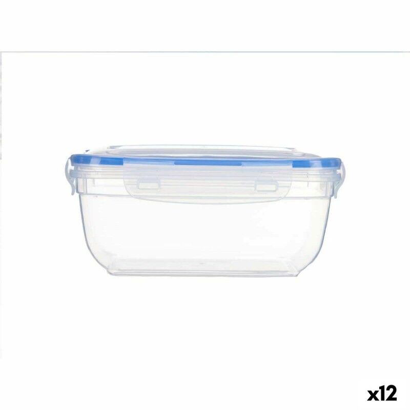 Porta pranzo Ermetico Quadrato Trasparente polipropilene 1,4 L 14,5 x 8,5 x 20 cm (12 Unità)