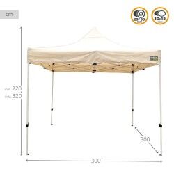 Gazebo Aktive Pieghevole Altezza regolabile Acciaio Poliestere 420D Oxford Crema 300 x 320 x 300 cm