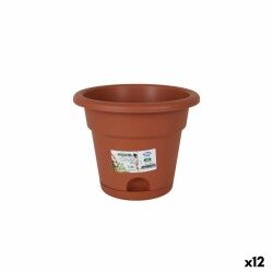 Flower Pot with Dish Dem Greentime Brown 20 x 20 x 16 cm (12 Units)