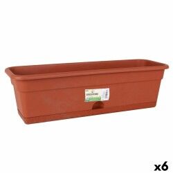 Vaso da Balcone con Piatto Dem Greentime Rettangolare Marrone 60 x 20 x 17,3 cm (6 Unità)