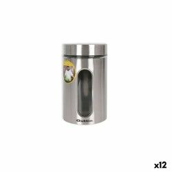 Vaso Quttin Trasparente Argentato Vetro Acciaio 1 L 10 x 10 x 17,5 cm (12 Unità)