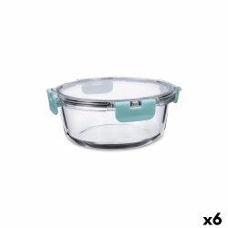 Hermetic Lunch Box Quid Purity Circular 970 ml Transparent Glass (6 Units)