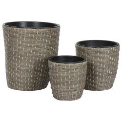 Set di vasi da fiori Home ESPRIT polipropilene Rattan 40 x 40 x 45 cm