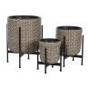 Set di vasi da fiori Home ESPRIT Metallo polipropilene Rattan 39 x 39 x 49 cm