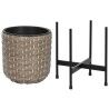 Set di vasi da fiori Home ESPRIT Metallo polipropilene Rattan 39 x 39 x 49 cm