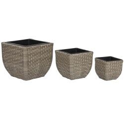 Set di vasi da fiori Home ESPRIT polipropilene Rattan 40 x 40 x 36 cm