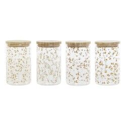 Barattolo DKD Home Decor Bambù Vetro Borosilicato Shabby Chic 1 L 10 x 10 x 17 cm (4 Unità)