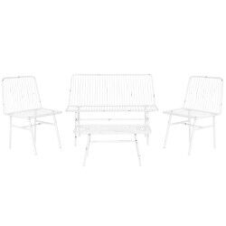 Table Set with 3 Armchairs Home ESPRIT White Metal 115 x 53 x 83 cm