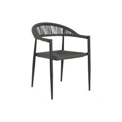 Sedia da giardino Home ESPRIT Nero Grigio scuro Alluminio Rattan 56 x 60 x 78 cm