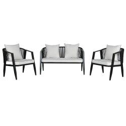 Set Tavolo con 3 Sedie Home ESPRIT Nero Cristallo Acciaio 123 x 66 x 72 cm