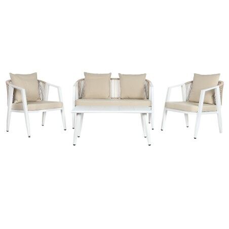 Table Set with 3 Armchairs Home ESPRIT White Steel 123 x 66 x 72 cm