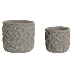 Set of Planters Home ESPRIT Light grey Cement 20 x 20 x 18 cm